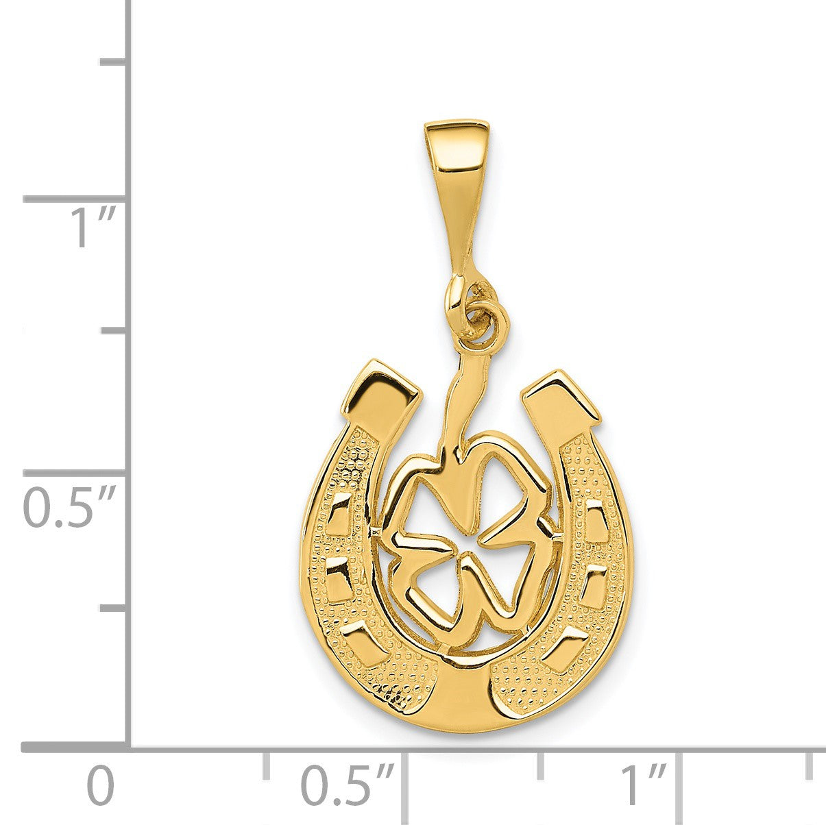 14k Clover in Horseshoe Pendant