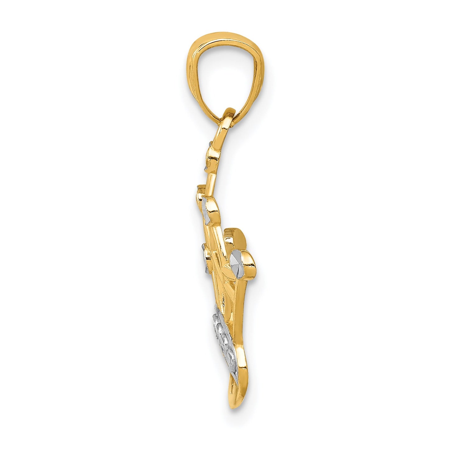 14k and White Rhodium Crown Pendant