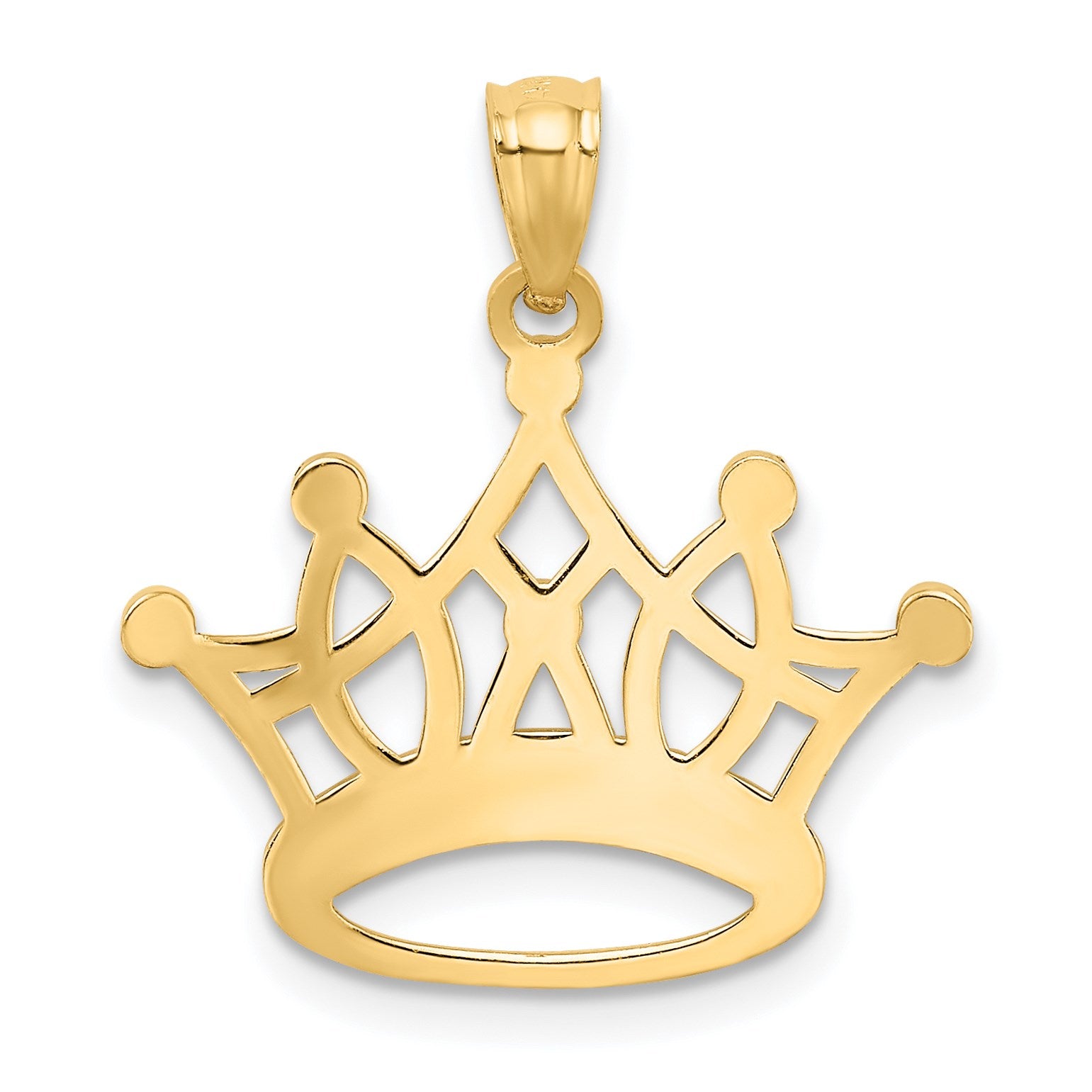 14k and White Rhodium Crown Pendant