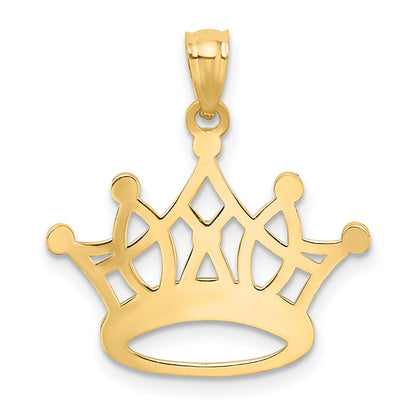 14k and White Rhodium Crown Pendant