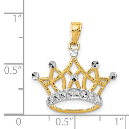 14k and White Rhodium Crown Pendant