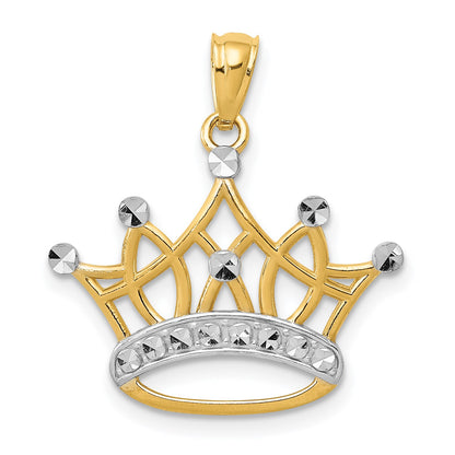 14k and White Rhodium Crown Pendant