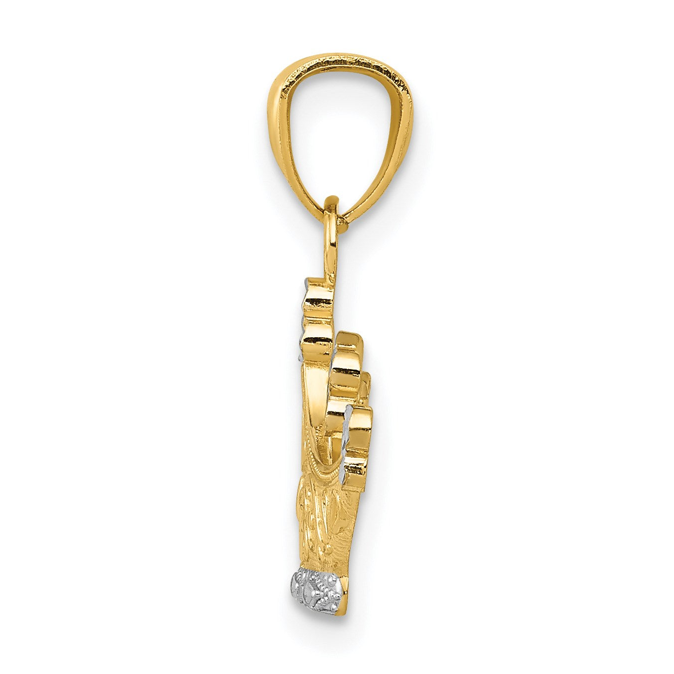 14k and White Rhodium Crown Pendant