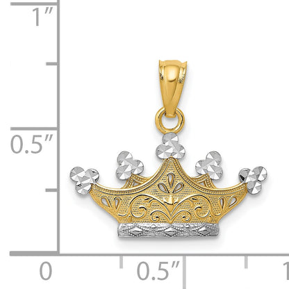 14k and White Rhodium Crown Pendant