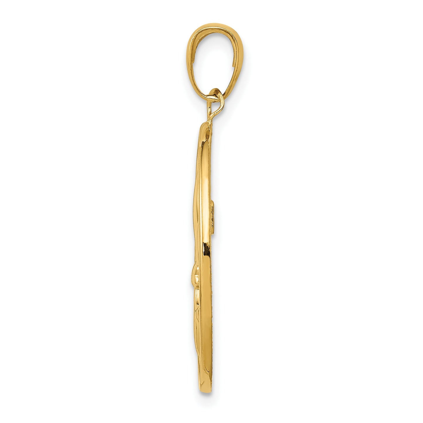14k Fleur-De-Lis on Oval Disk Pendant