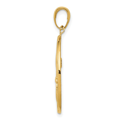 14k Fleur-De-Lis on Oval Disk Pendant