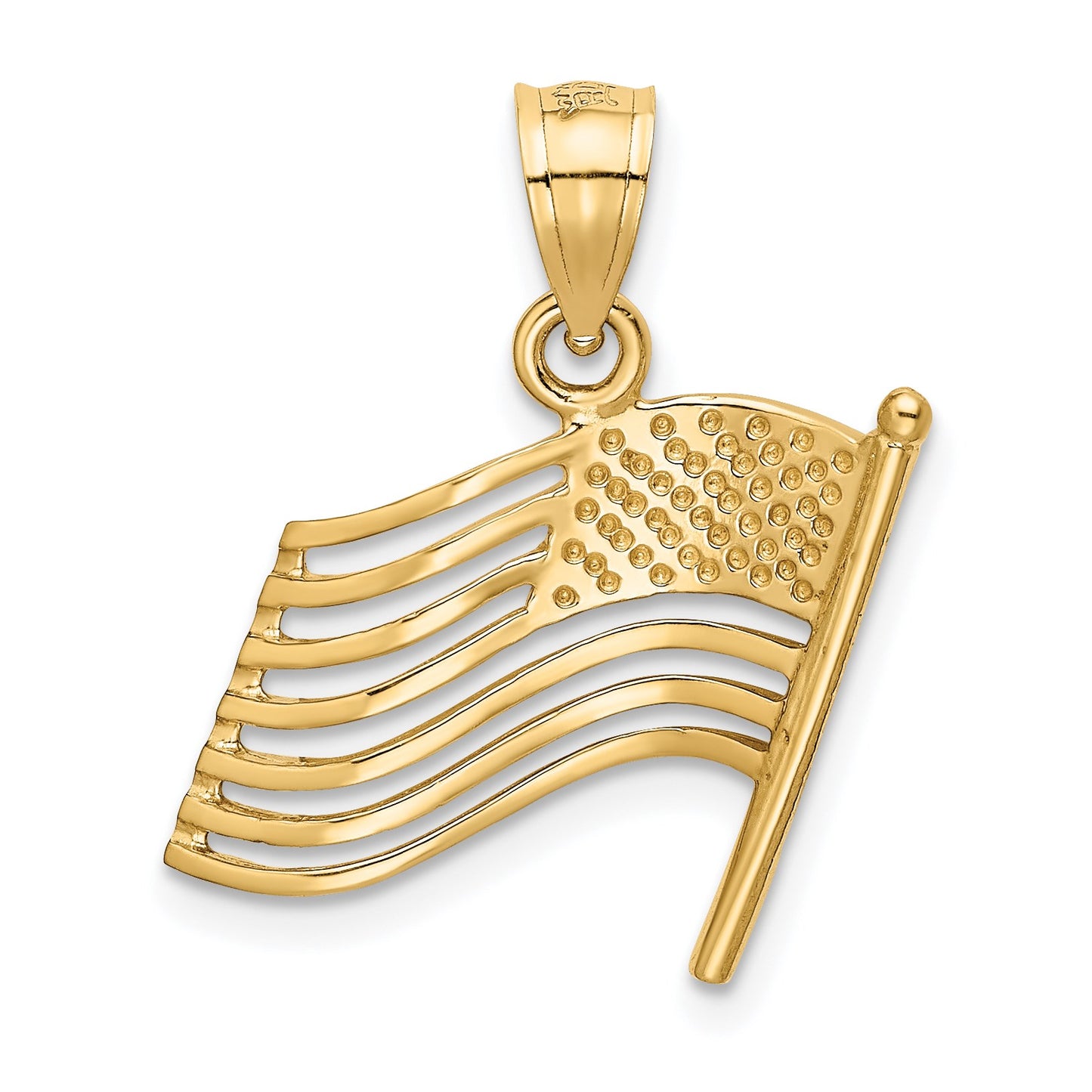 14K Cut-out American Flag Pendant