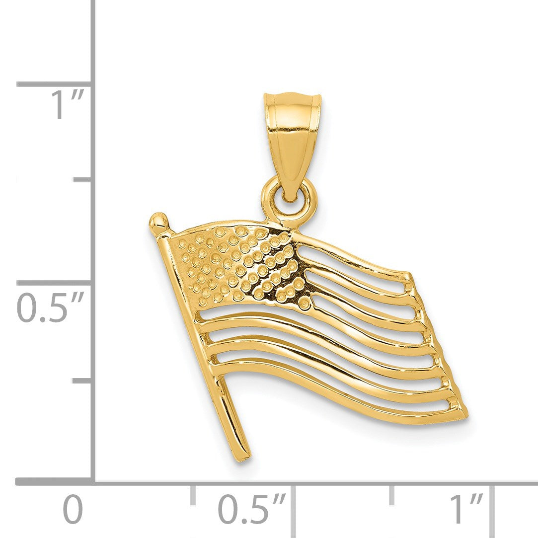 14K Cut-out American Flag Pendant