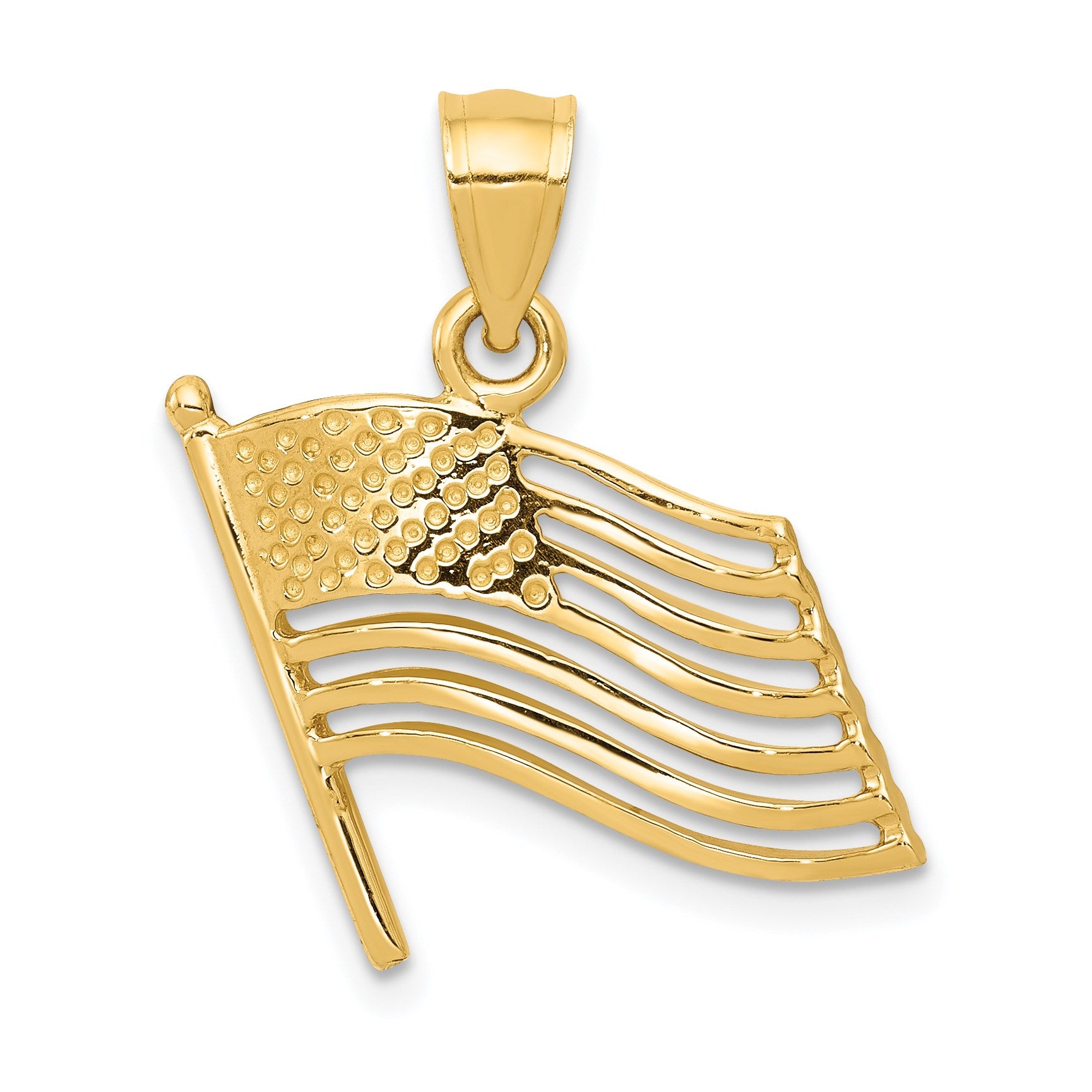 14K Cut-out American Flag Pendant