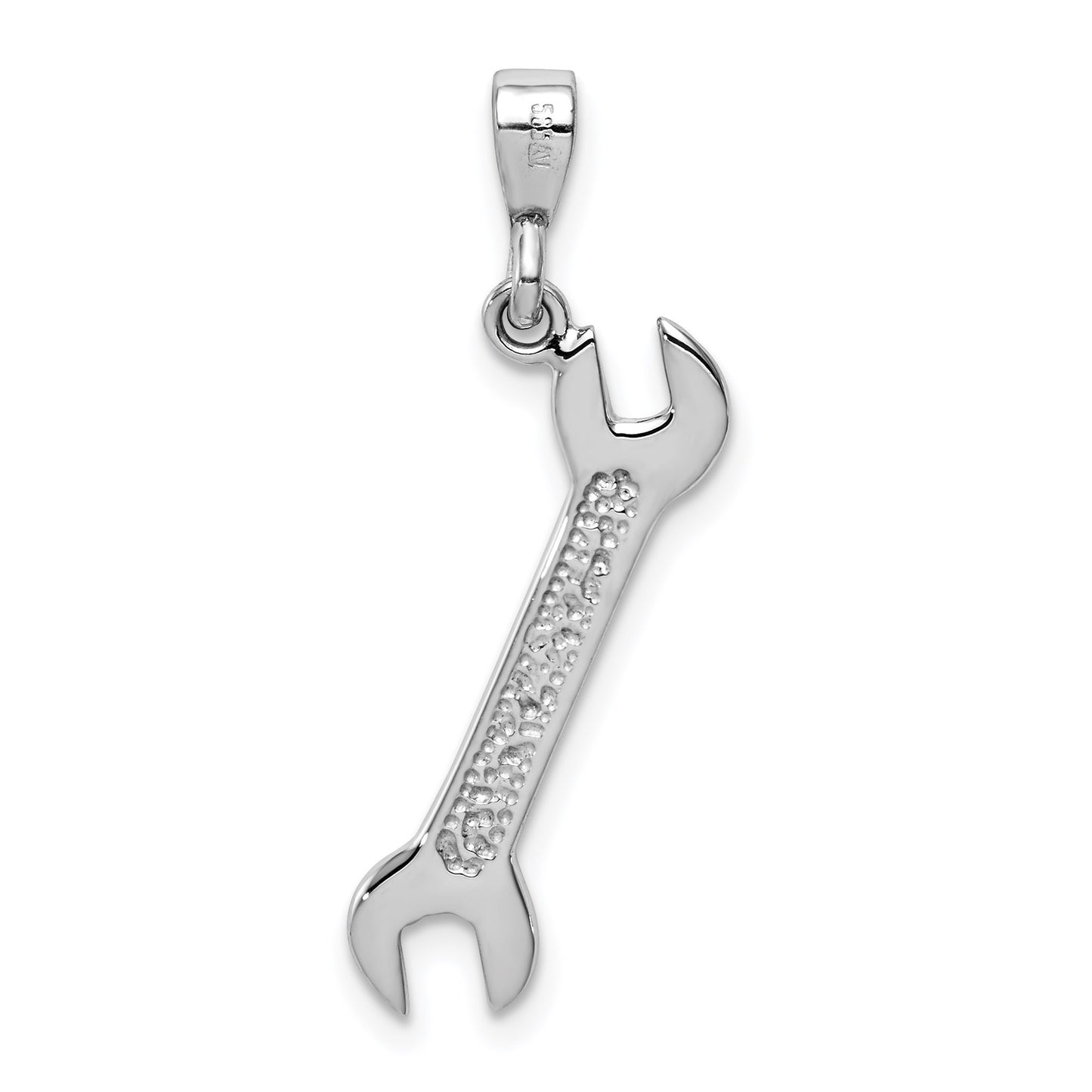 14k White Gold 3-D Wrench Pendant