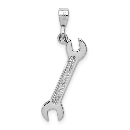 14k White Gold 3-D Wrench Pendant
