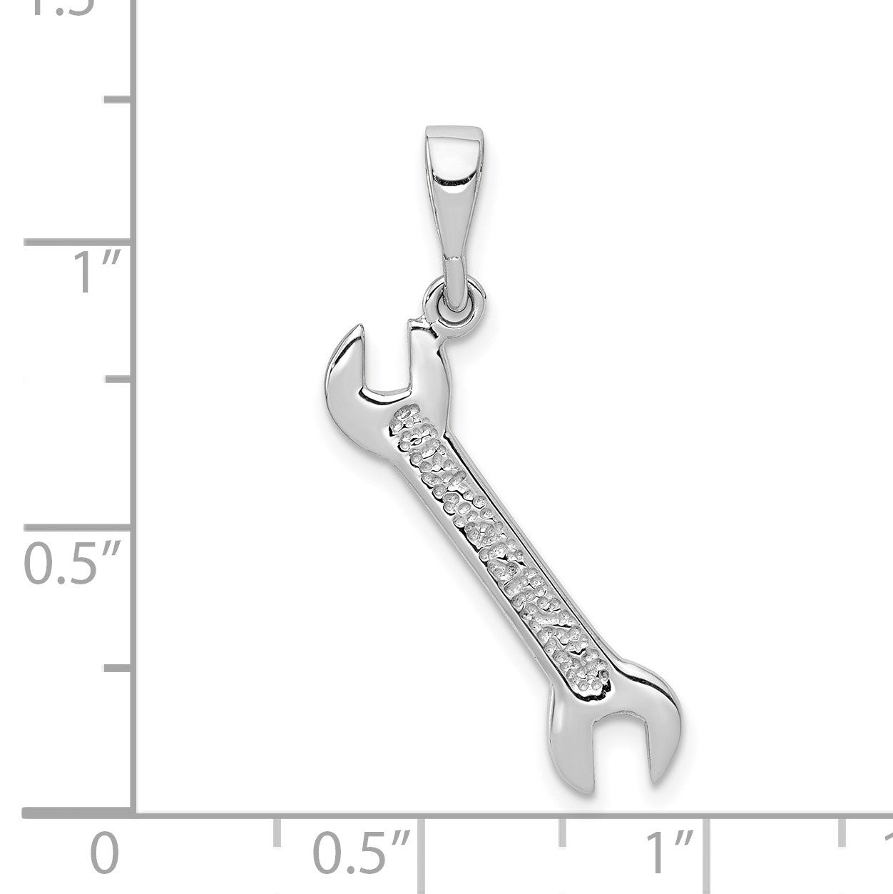 14k White Gold 3-D Wrench Pendant
