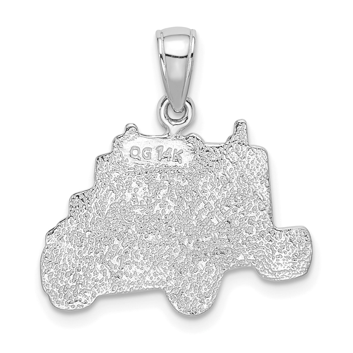 14K White Gold Semi Truck Cab Pendant