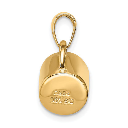14K 3-D Black Enameled Coffee Cup Pendant