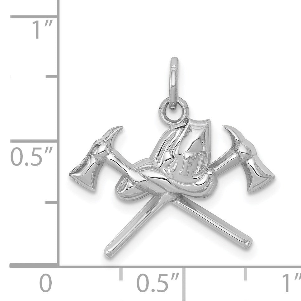 14k White Gold Fire Department Insignia Charm