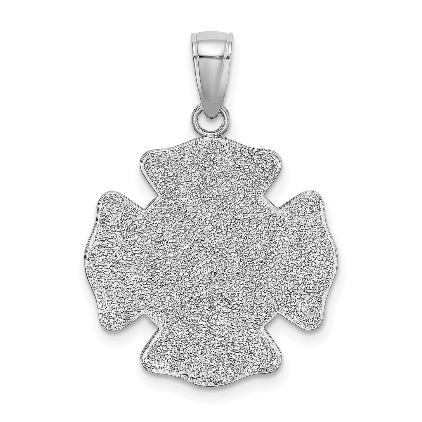 14k White Gold Fire Department FD St. Florian Badge Pendant