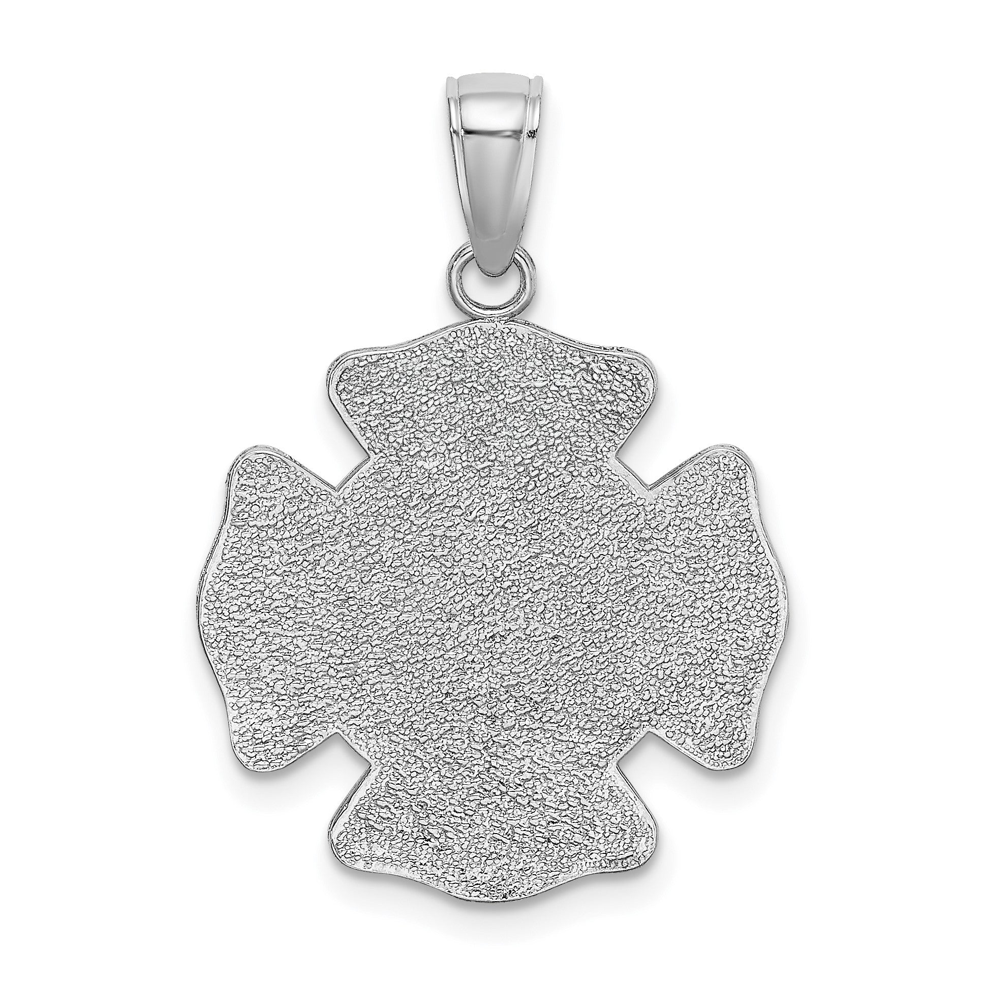 14k White Gold Fire Department FD St. Florian Badge Pendant