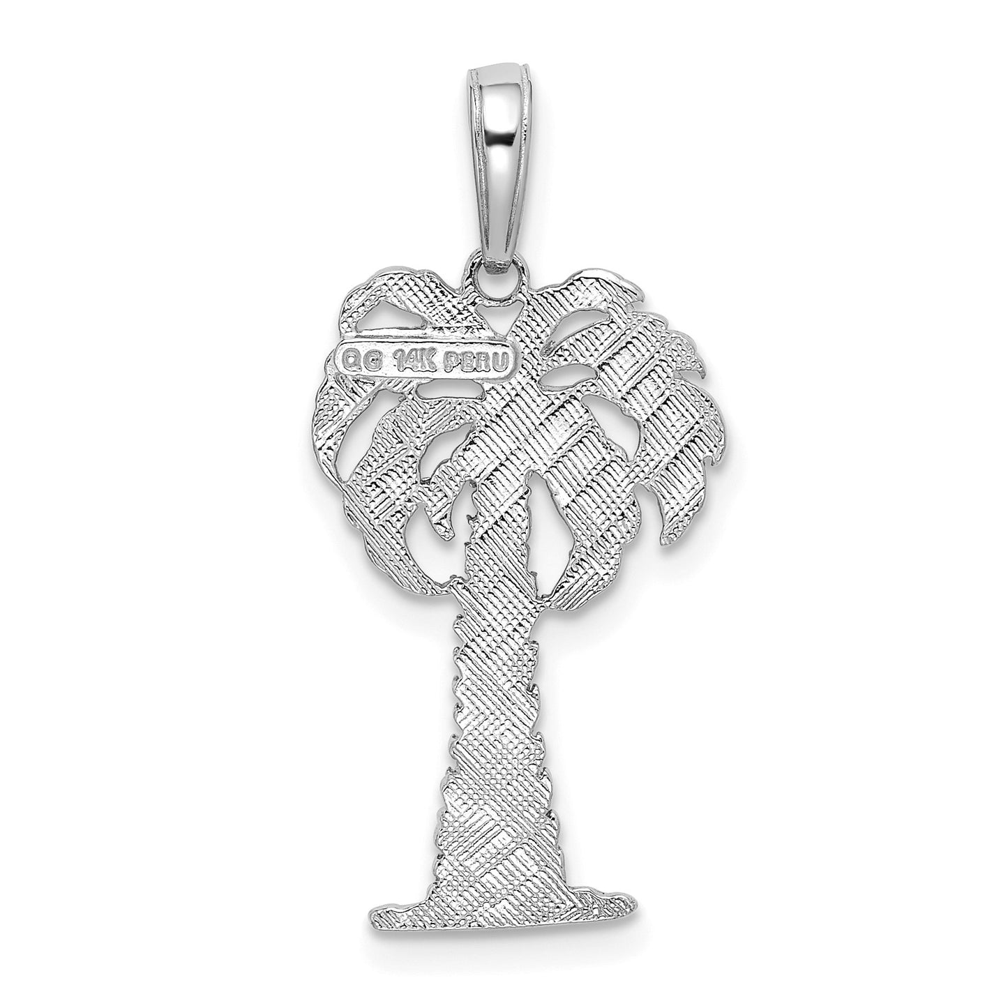 14K White Gold Palm Tree Pendant