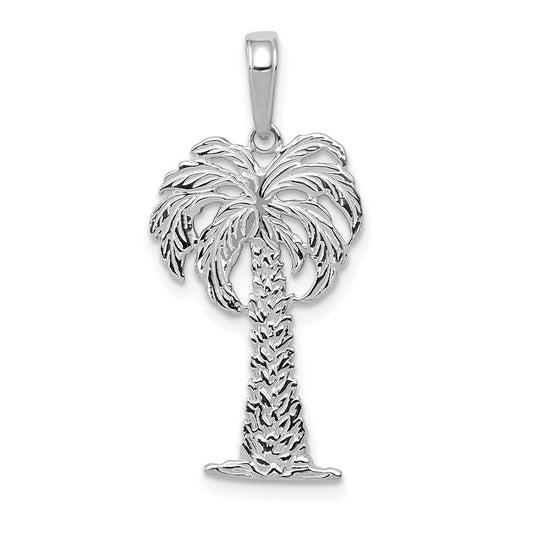 14K White Gold Palm Tree Pendant