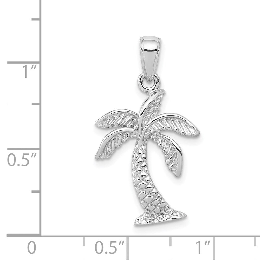 14K White Gold Palm Tree Pendant