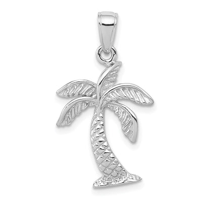 14K White Gold Palm Tree Pendant