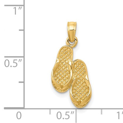 14k  3-D Flip Flops Pendant