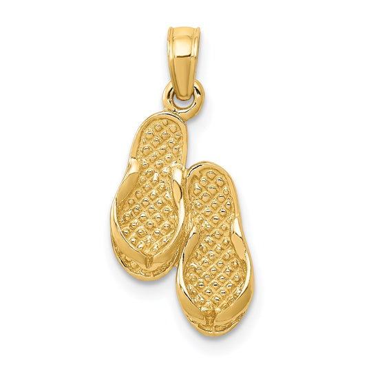 14k  3-D Flip Flops Pendant