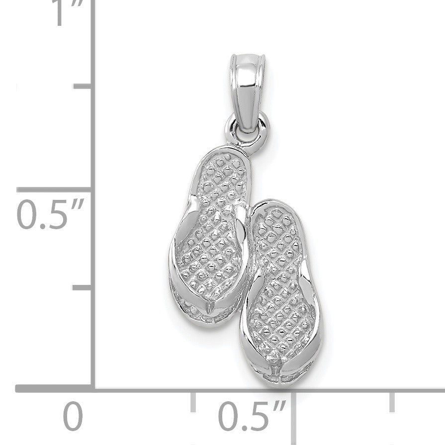 14k  3-D White Gold Flip Flops Pendant