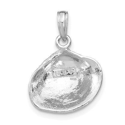 14K White Gold Medium Clam Shell Pendant