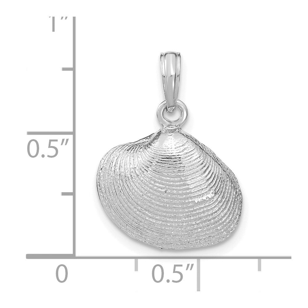 14K White Gold Medium Clam Shell Pendant