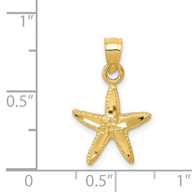 14K Diamond-cut Starfish Pendant