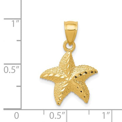 14K Diamond-cut Starfish Pendant