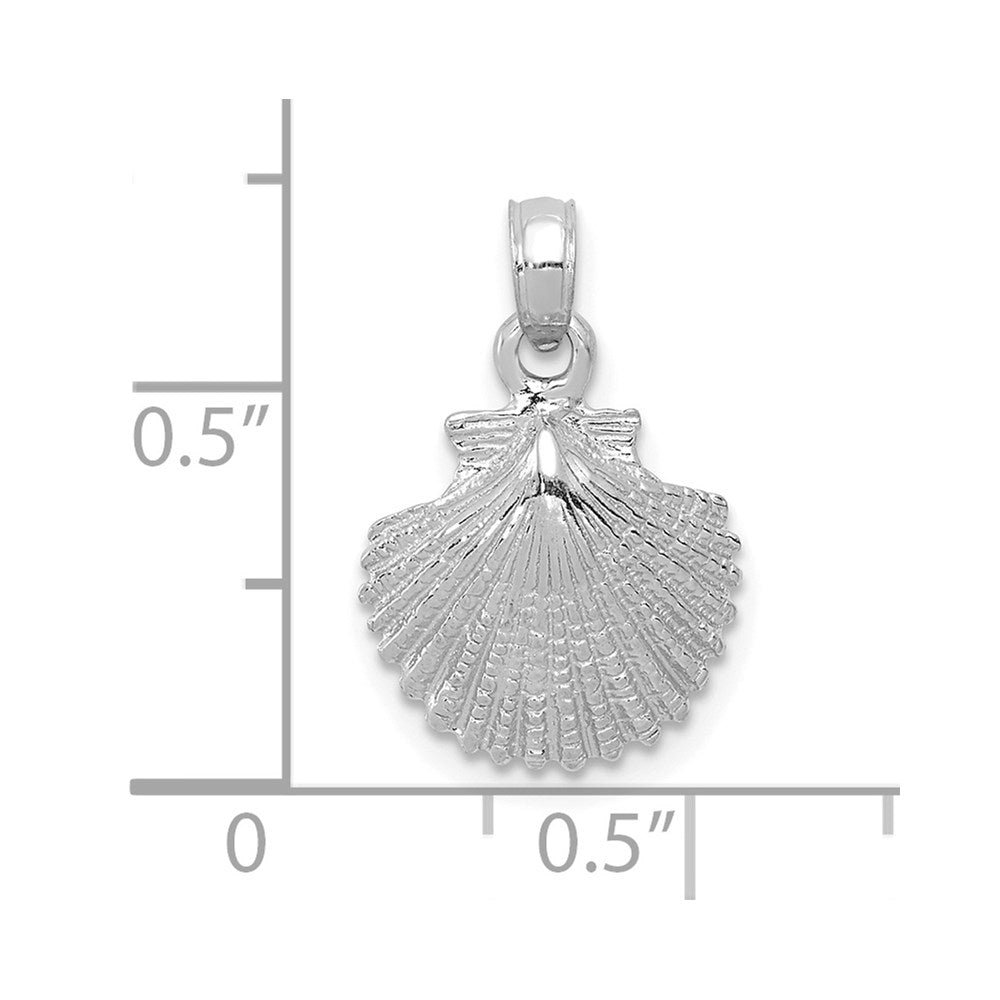 14K White Gold Scallop Shell Pendant