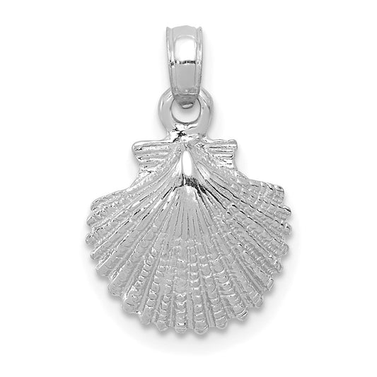 14K White Gold Scallop Shell Pendant