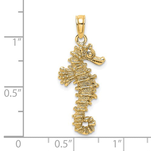 14k 3-D Seahorse Pendant