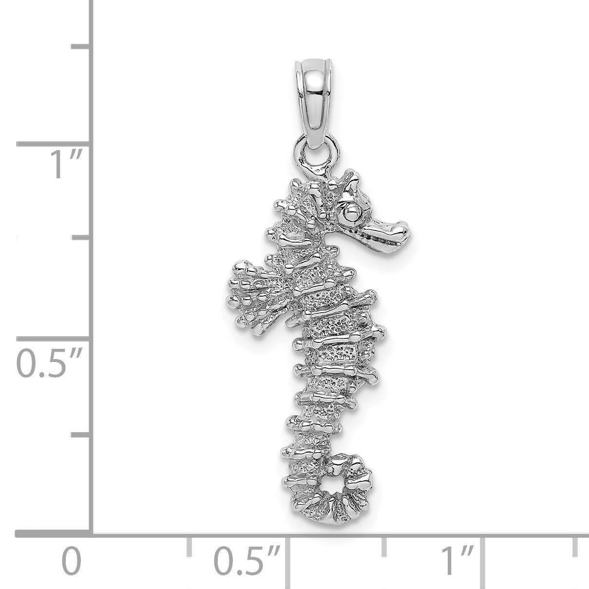 14K White Gold 3-D Seahorse Charm