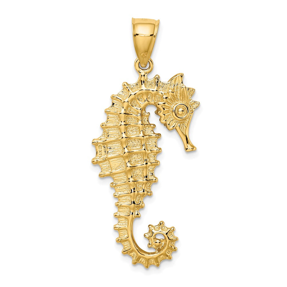 14k 3D Seahorse Pendant