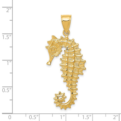 14k 3D Seahorse Pendant