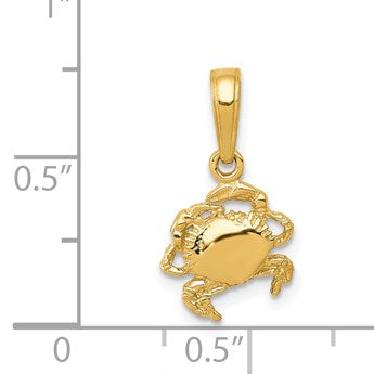 14k Small Crab Pendant