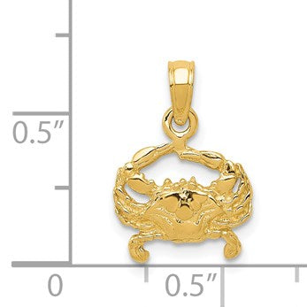 14k Small Crab Pendant