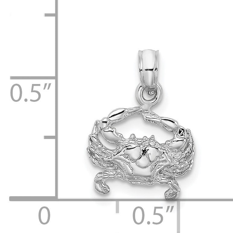 14K White Gold Blue Crab Charm