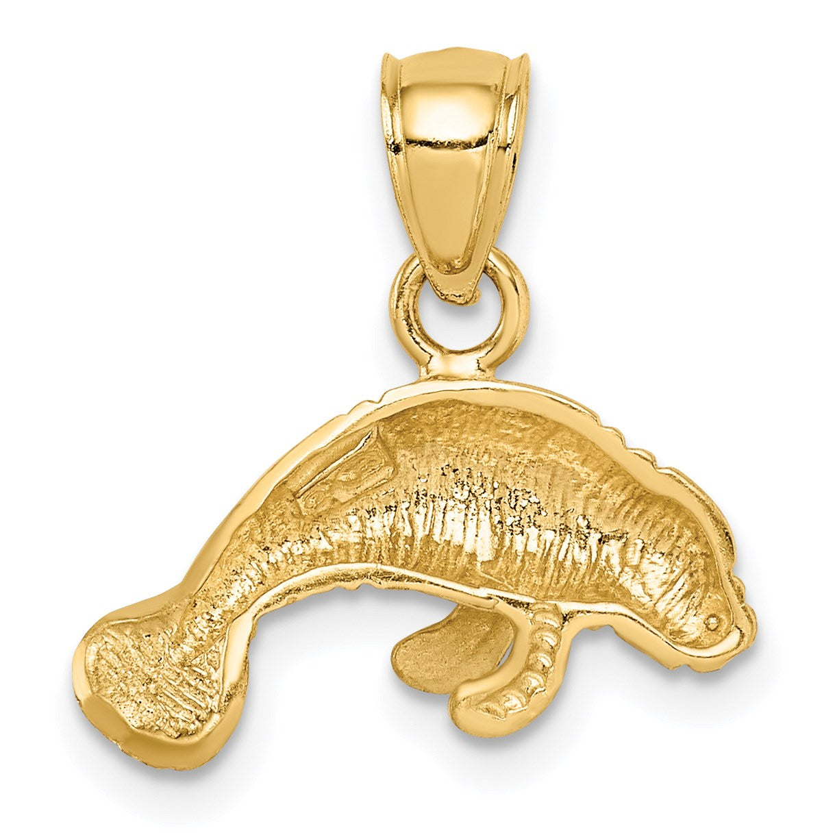 14K Satin Diamond-cut Manatee Pendant