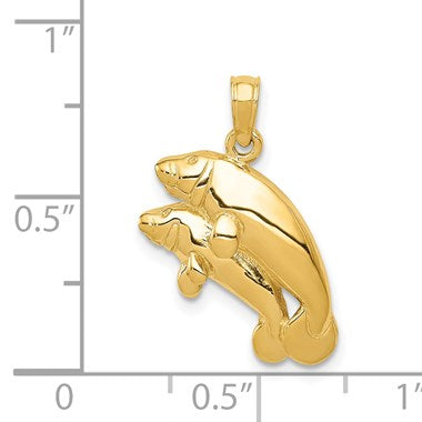 14k Polished Double Manatee Pendant