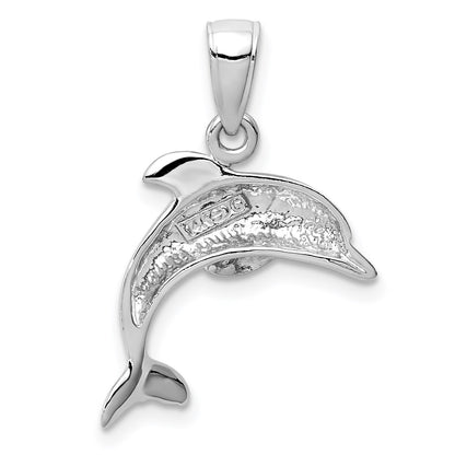 14k White Gold Jumping Dolphin Pendant
