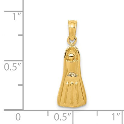 14K  3-D Scuba Flipper Pendant