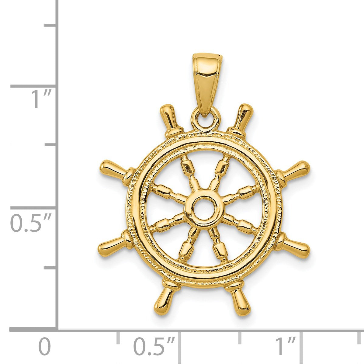 14K  3-D Ships Wheel Pendant
