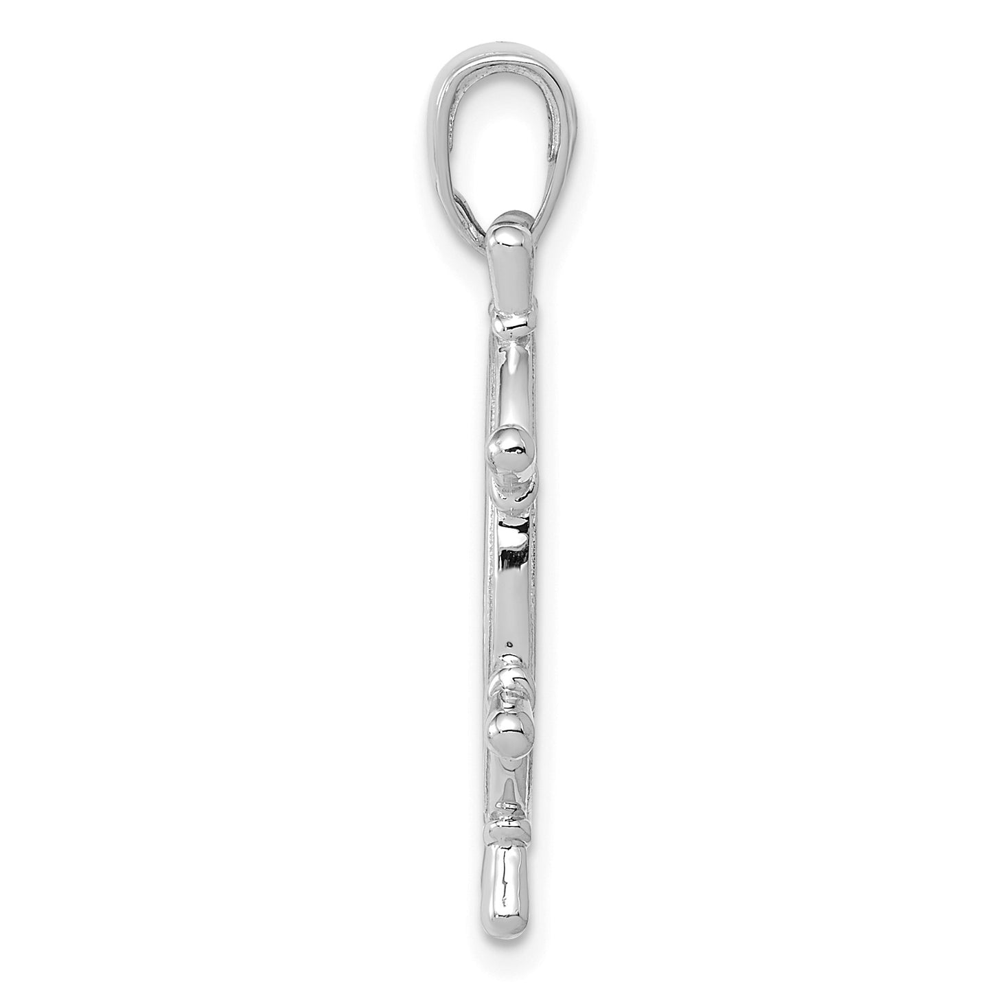 14K White Gold 3-D Ships Wheel Pendant