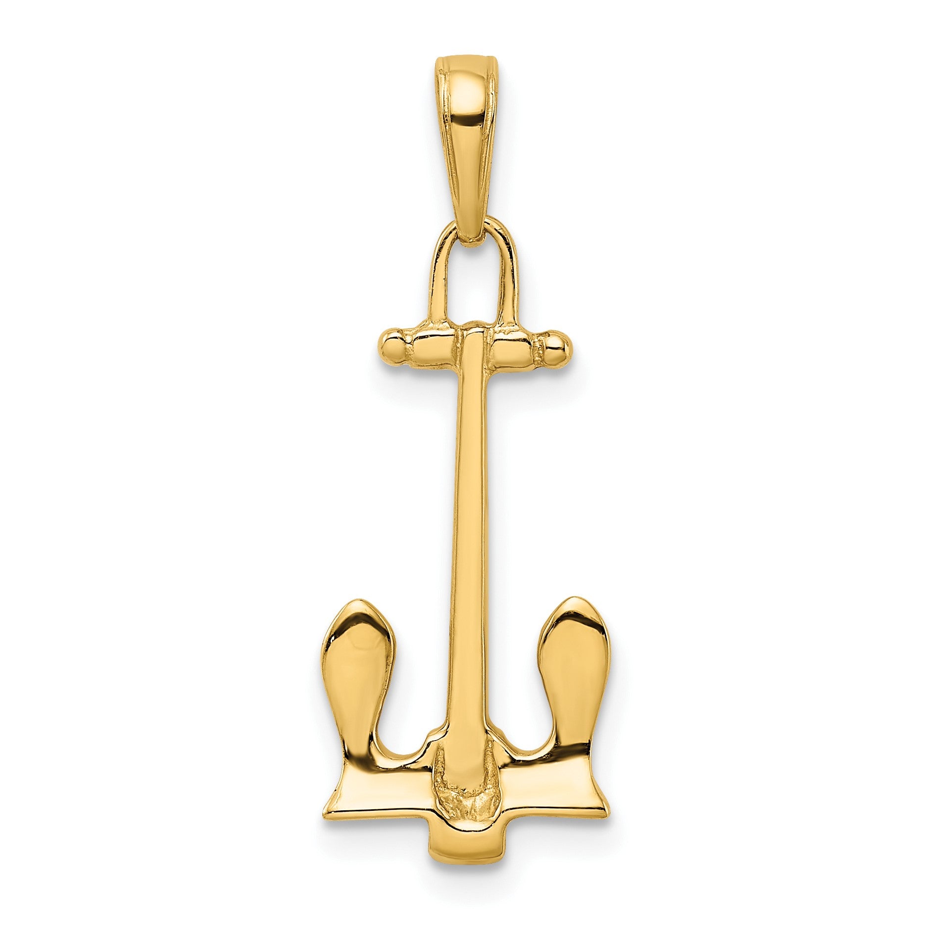 14K 3-D Navy T-Bar Anchor Pendant