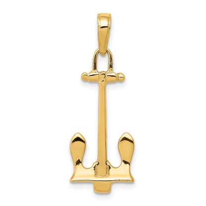 14K 3-D Navy T-Bar Anchor Pendant