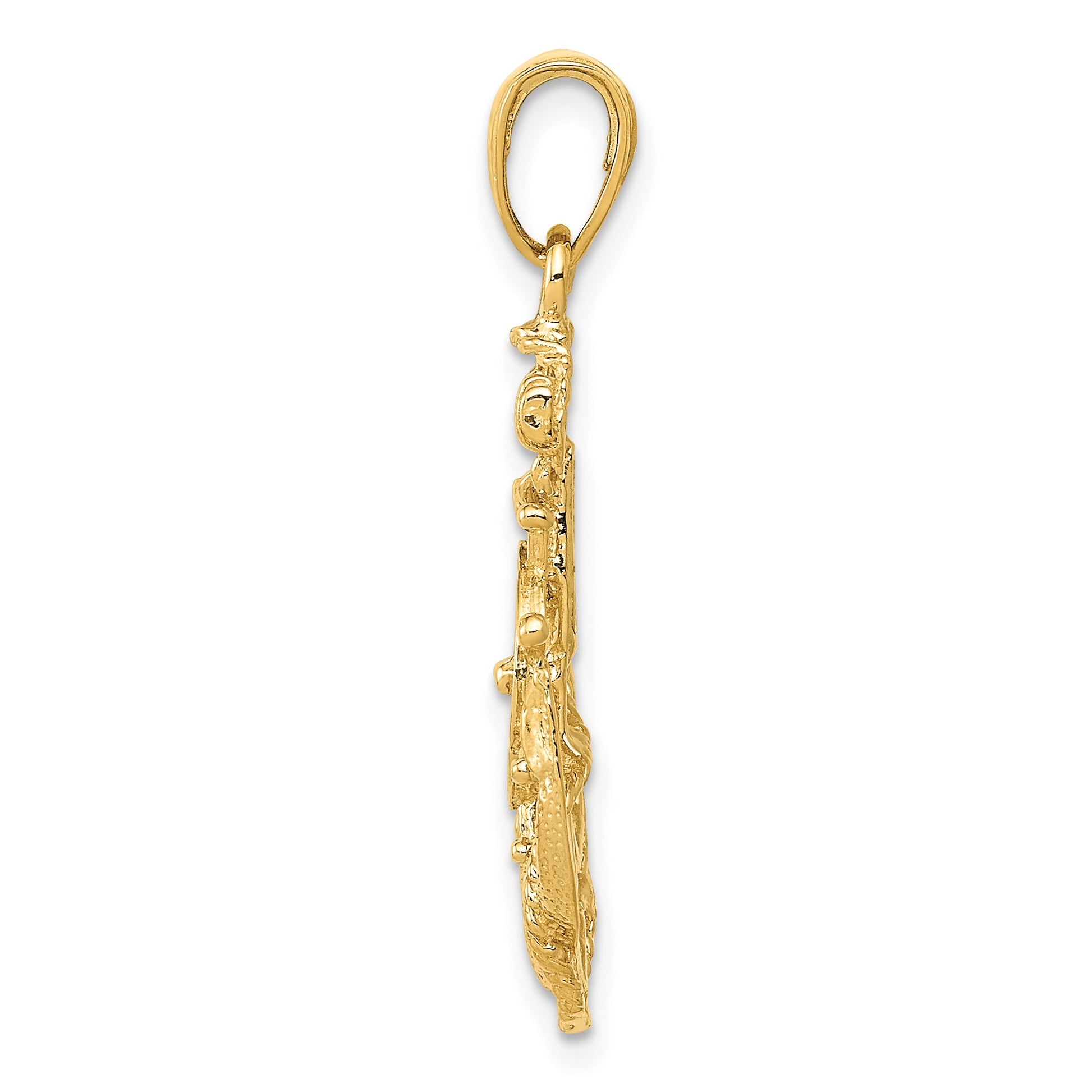 14k Medium Anchor with Rope and Ships Wheel Pendant